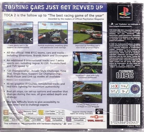Toca 2 Touring Cars - Manual mangler - PS1 (B Grade) (Genbrug)